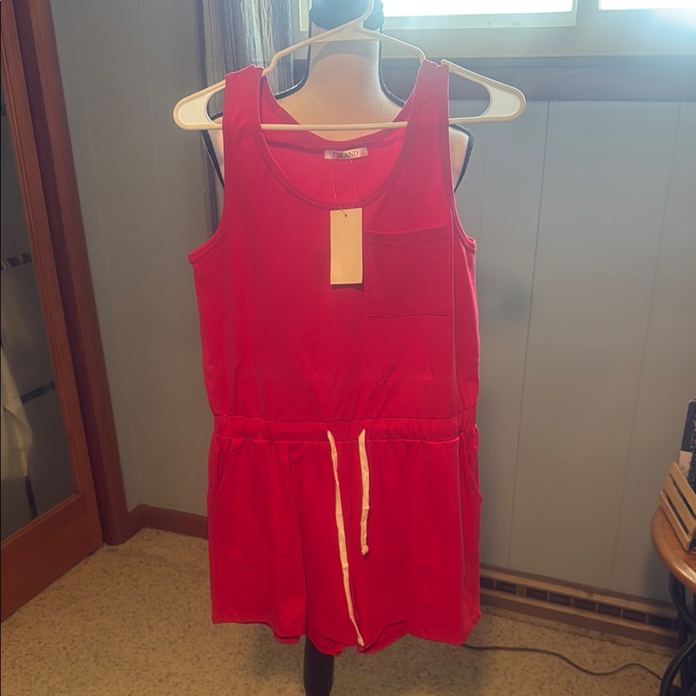 NWT Pink Sleeveless Romper with Pocket